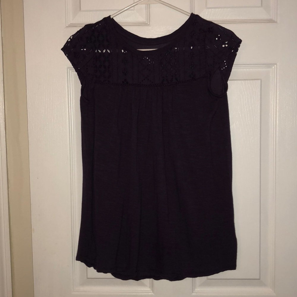 purple detailed peasant top